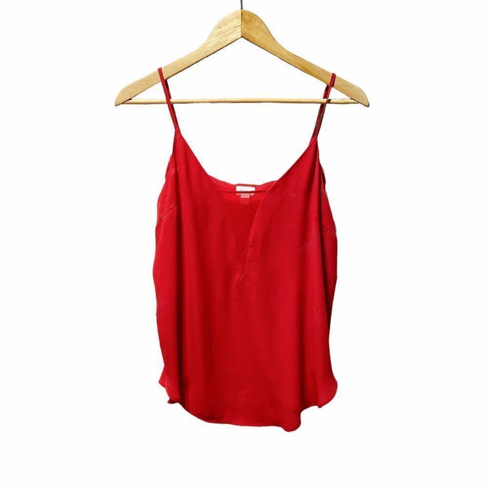 Dynamite Women's Sheer Flowy Spaghetti Strap Blouse Red